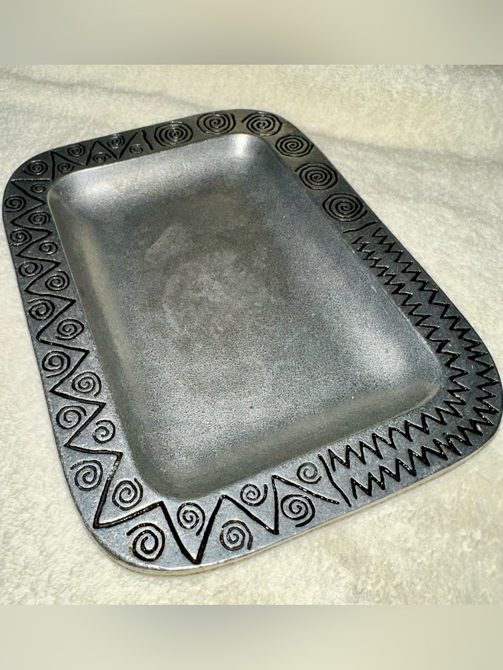 Vintage Wilton Armetale Reggae Pewter Silver Small Rectangular Tray Platter 6x8